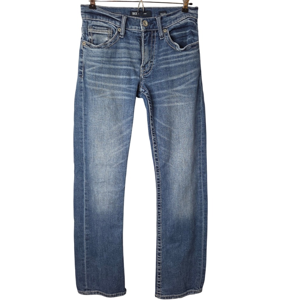 BKE Jake Straight Leg Jeans Mens 28x32 Blue Medium Wash Contrast Stitch Denim